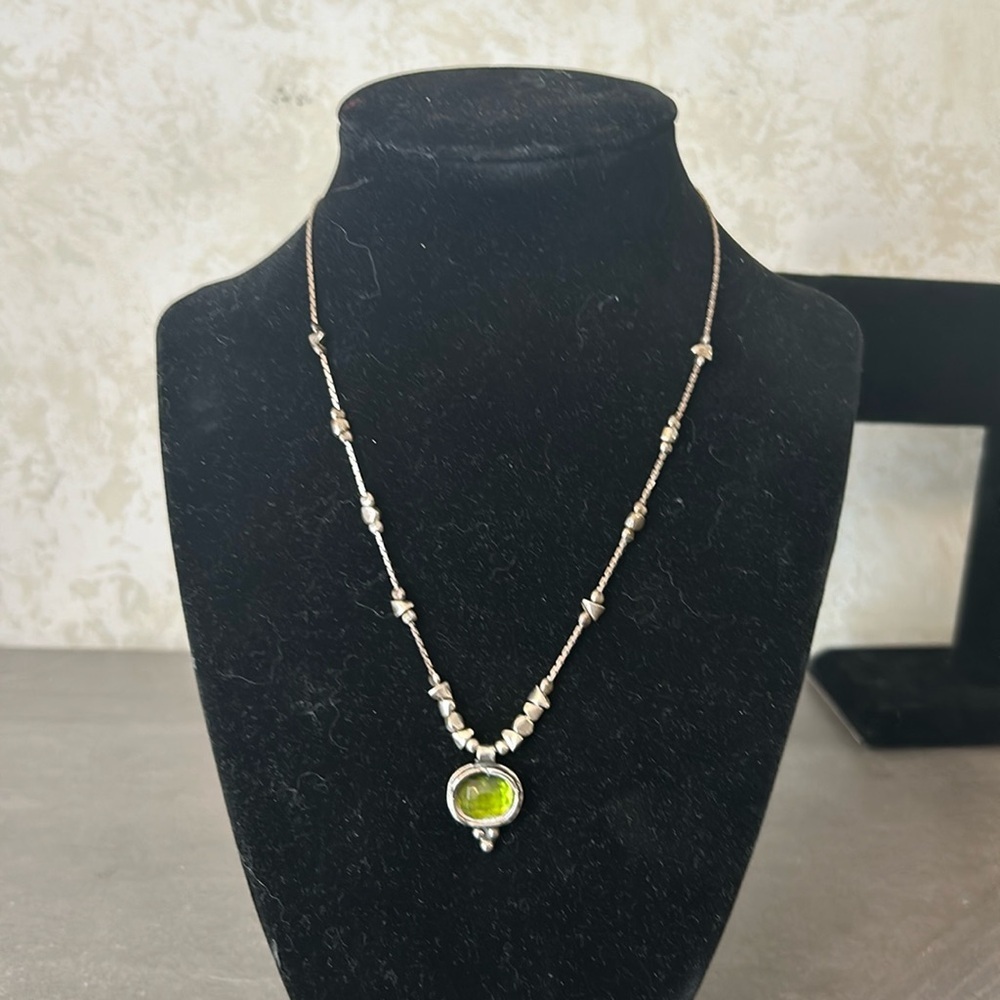 Silpada Sterling Silver Green Glass "Daintree" Beaded Pendant